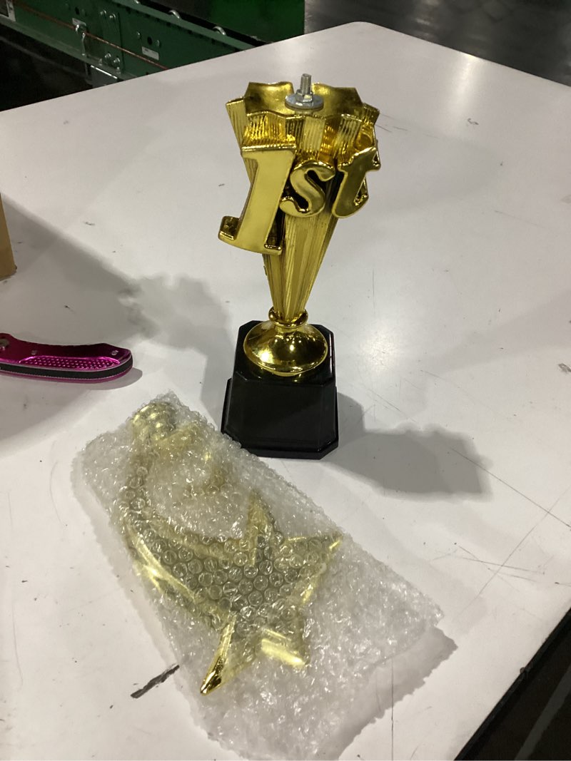 Condition photo showing New/Like New for foilswirl 1st place trophy first place award for sports tournament funny gold winner trophy cup for football soccer competitions reward ceremony 1 classic