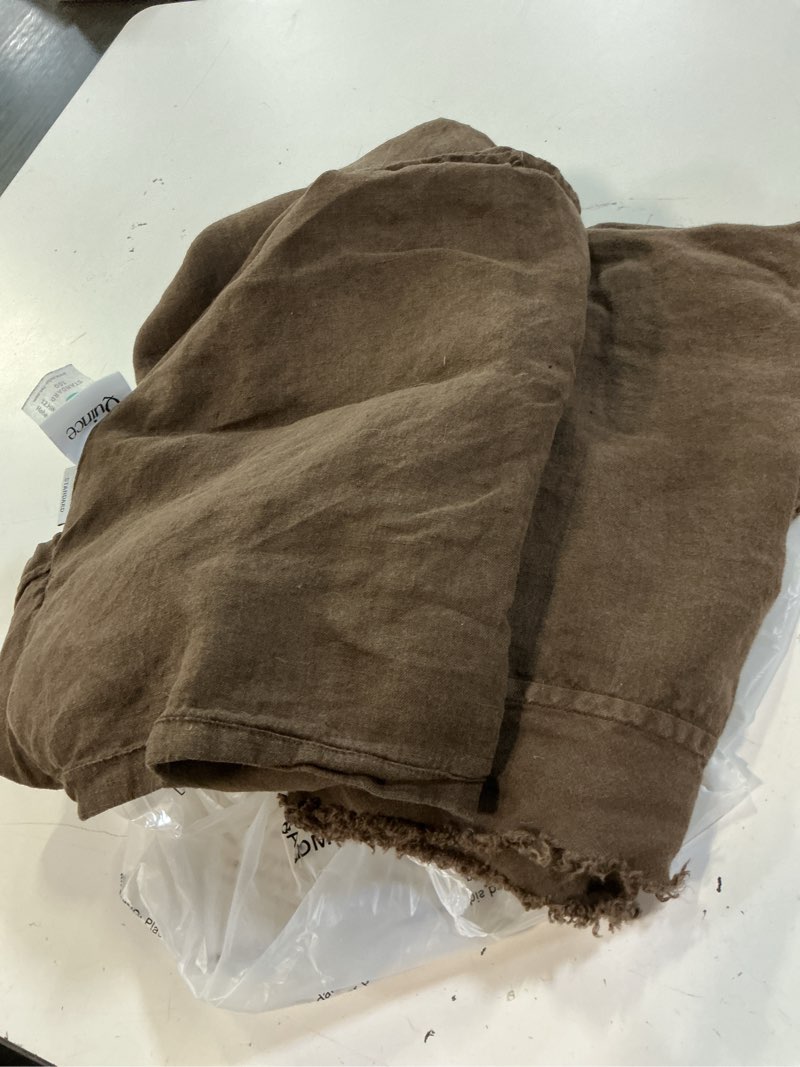 Condition photo showing As Is for quince european linen double flange sham set expresso standar