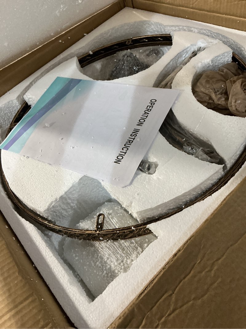 Condition photo showing Good Condition for YYJLX 5-Light Retor Crystal Ceiling Light Fixture Oil Rubbed Bronze Semi Flush Mount Chandelier Ceiling Lamp for Living Room Dining Room Entryway Hallway Foyer Bedroom Laundry Bathroom