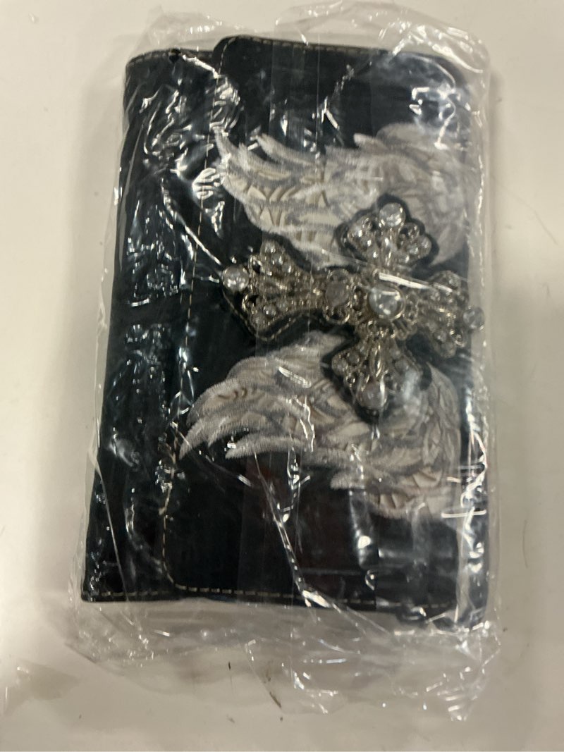 Condition photo showing New/Like New for women's crossbody wallet wristlet cross angel wings western trifold phone id