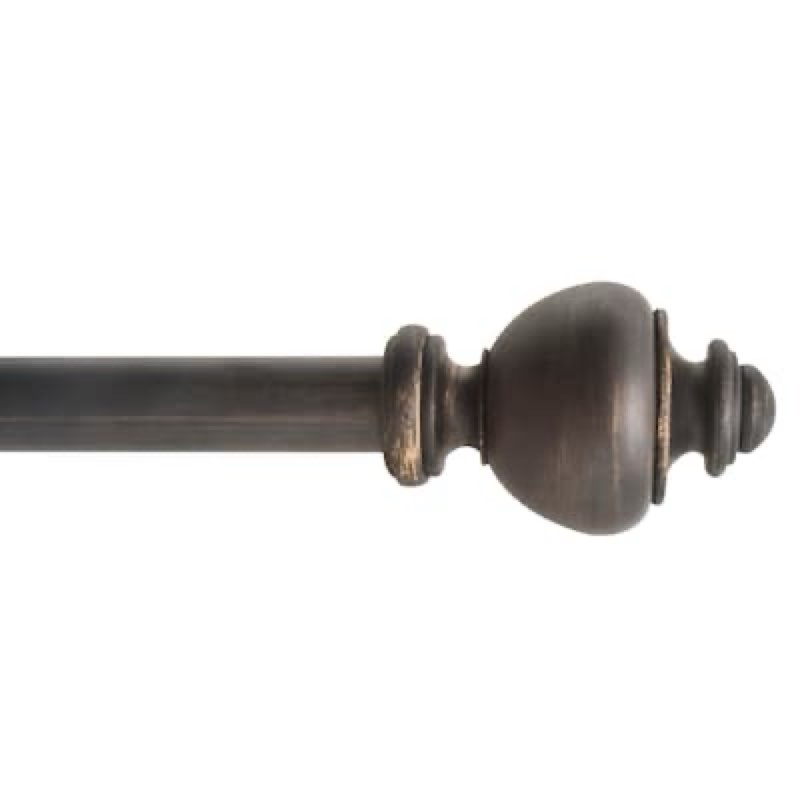 allen + roth Drapery Hardware 72-in to 144-in Dark-brass Steel Inside Single Curtain Rod with Finials