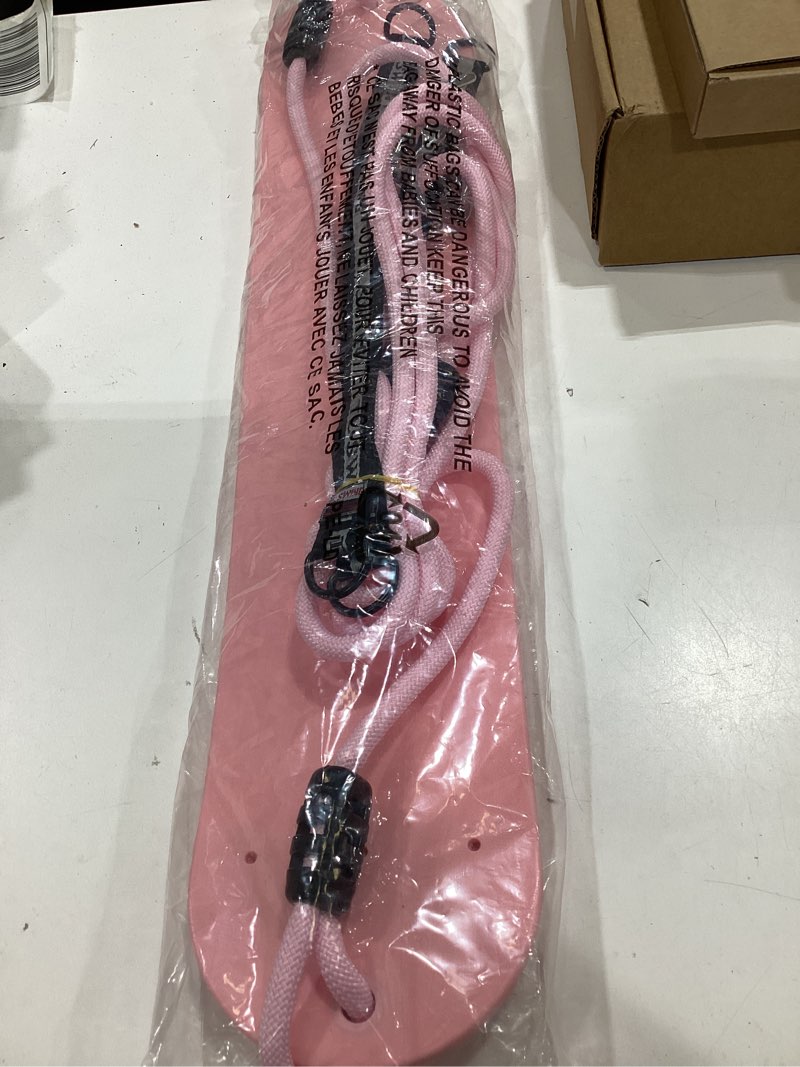 Condition photo showing New/Like New for heyzoo heavy duty kids swing seat with 79" adjustable rope, 330 lbs capacity swing set accessories replacement with 2 carabiners and 2 extra hanging straps, outdoor playground gifts, pink 1 pack macaron pink, 1 pack