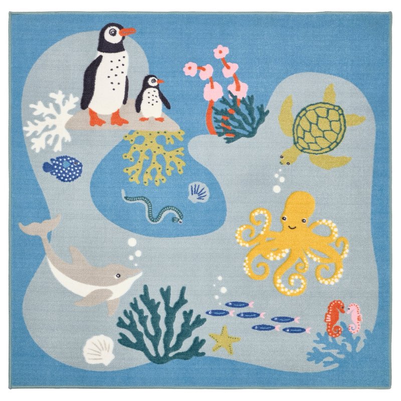 Similar BLÅVINGAD rug, ocean animals pattern/multicolor, 4'4\"x4'4\" - IKEA US