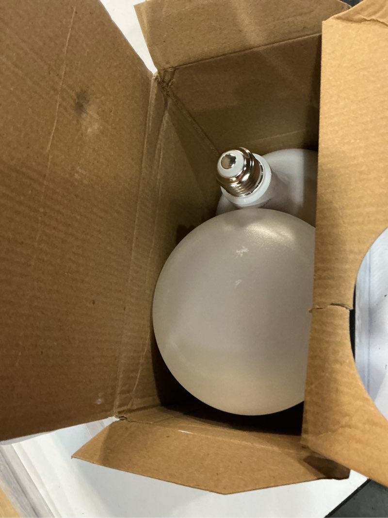 Condition photo showing As Is for hyperikon br40 led bulb dimmable, 15w=100w, cri 90+, wide flood light, e26, ul, energy star, soft wh