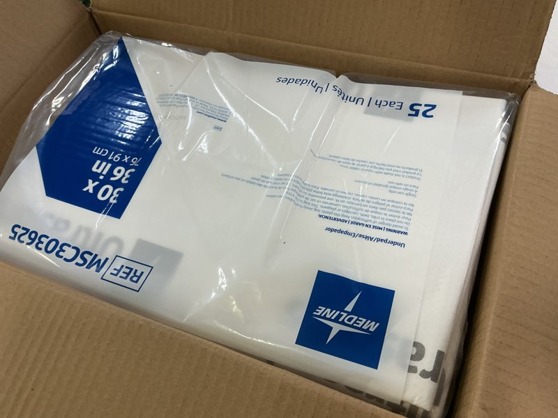 Condition photo showing New/Like New for medline ultrasorbs drypads, 30" x 36", 25 count, super absorbent disposable bed pads, large incontinence bed pads, chucks protective underpads, 10 times more absorbent, for adults, elderly