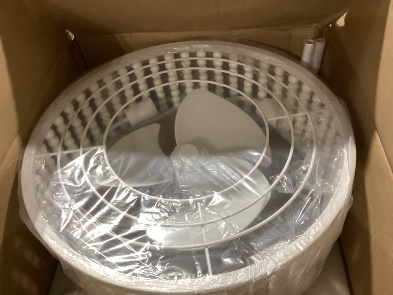 Condition photo showing Good Condition for ceiling fans with lights and remote - bulbs included, caged fandelier with handcrafted beaded décor 19 inches reversible flat and angled ceiling installation, white white 19.5