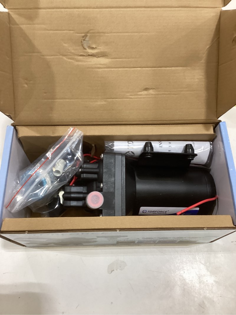 Condition photo showing New/Like New for TDRFORCE 12V DC RV Fresh Water Pump 5 GPM Pressure Increase Booster Pump 70 PSI Transfer Pump Self Priming on Demand Water Pump Diaphragm Pump Washdown Pump for Boats Inline Water Pump