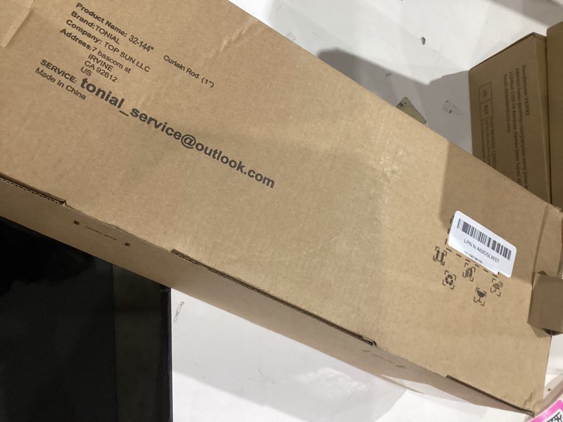 Condition photo showing Good Condition for TONIAL1 Inch Double Curtain Rods for Windows 66 to 120 Inches, Heavy Duty Decorative Drapery Rod 32 to 144 Inches with Classic Cap Finial, Black Black 66-120”