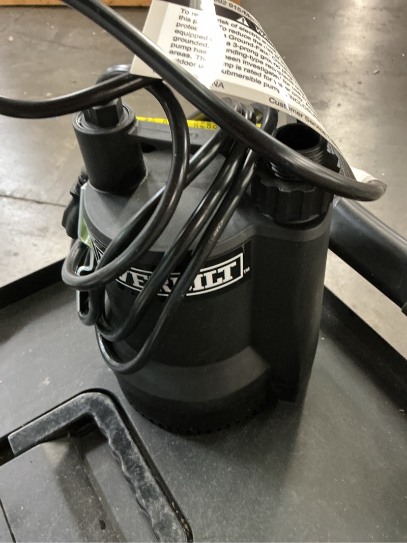 Condition photo showing As Is for everbilt 1/6 hp plastic submersible utility pump