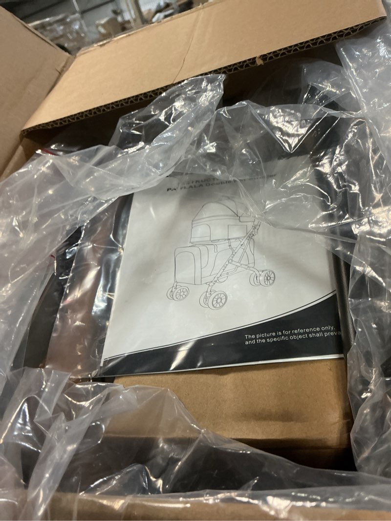 Condition photo showing New/Like New for Double Pet Stroller with Detachable Carriers - Ideal for 2 Dogs or Cats - Compact & Convenient Design - Easy Assembly Double Dog Stroller - Graphite Gray