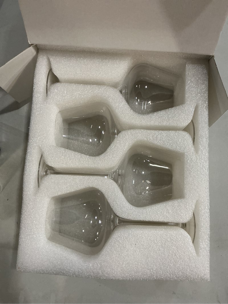 Condition photo showing Good Condition for wine glasses set of 4, 18oz large crystal red wine glasses, hand blown vintage wine glasses with thin rim, large bowl, long stem, gifts for wedding, housewarming, birthday 18.0 fluid ounces 4