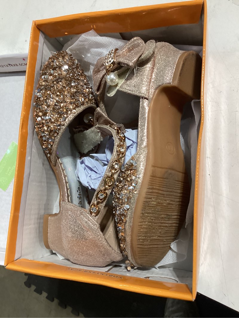Condition photo showing As Is for motasha girls sandals closed toe heels wedding party girls dress shoes toddler little big kid 10 toddler champagne