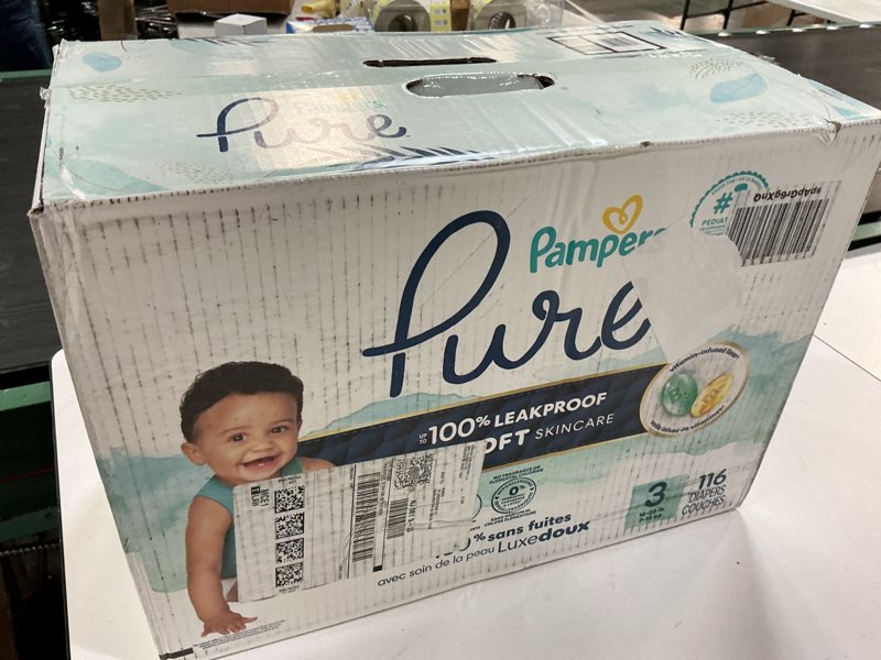 Condition photo showing New/Like New for Pampers Pure Protection Baby Diapers, Size 3 (16-28 lbs), 116 Count, Up to 100% Leakproof, Premium Plant-based Skin Protection, Hypoallergenic Soft Diapers Size 3 116