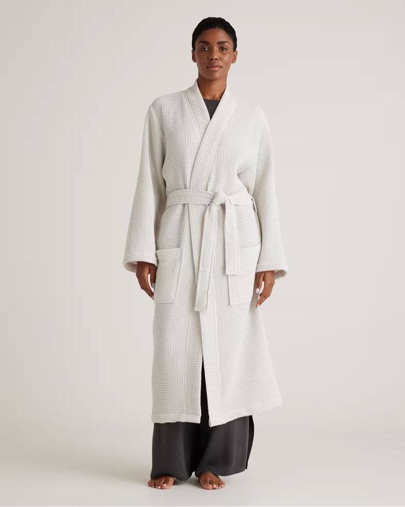 organic turkish waffle robe size m, color white