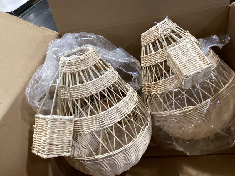 Condition photo showing Good Condition for Rattan Hot Air Balloon Decor: 2pcs Wicker Basket Decoration for Baby Shower, Baby Nursery Bedroom Hanging Decoration, DIY Craft, Small Vintage Basket Home Garden Decor