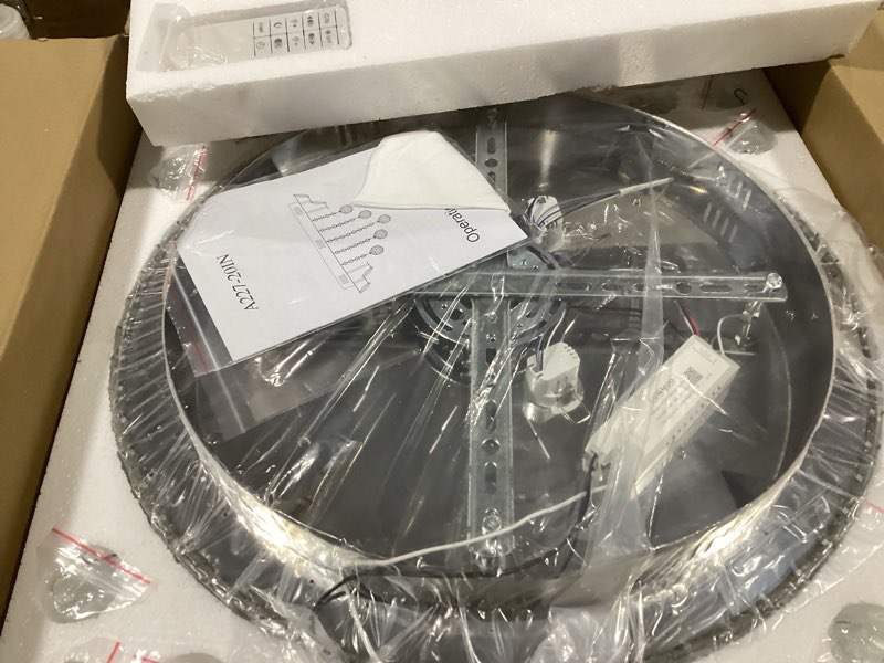 Condition photo showing New/Like New for COCOSTAR 20" Crystal Chandeliers, Flush Mount Chandelier LED Ceiling Light, Modern Crystal Raindrop Chandeliers for Dining Room, Living Room, Bedroom Silver 20 inches