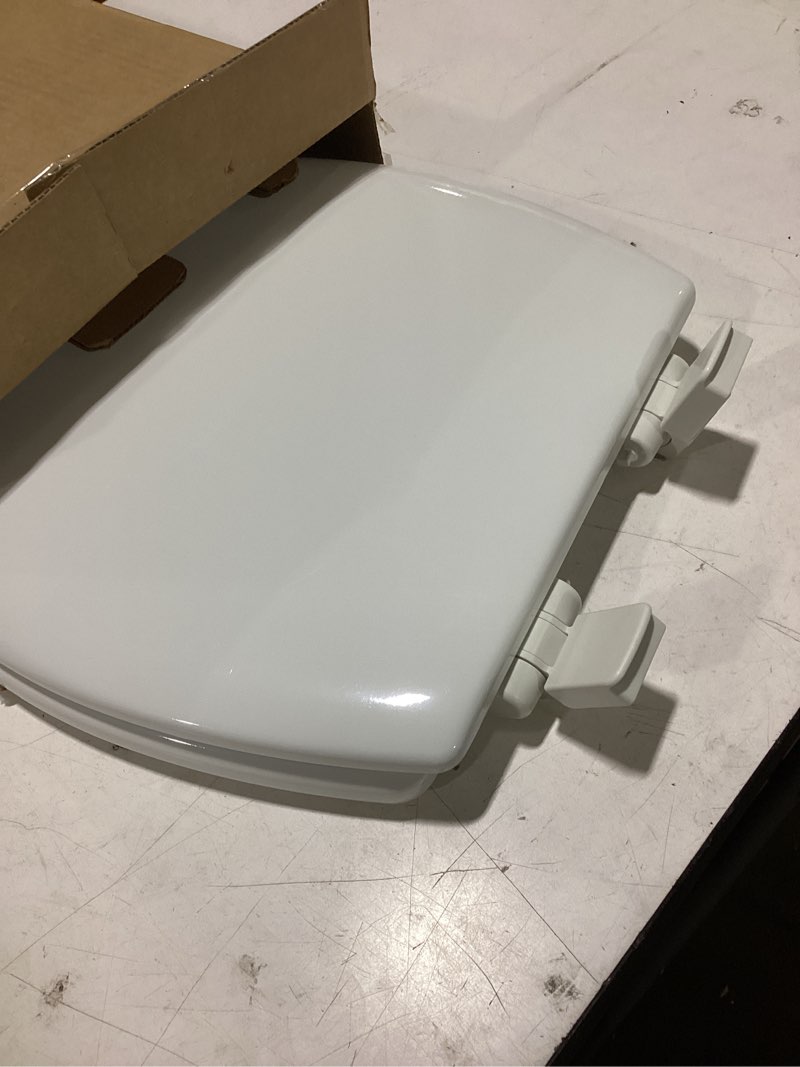 Condition photo showing Good Condition for mayfair nextstep2 toilet seat with built-in potty training seat, slow-close, removable that will never loosen, elongated, white elongated 1