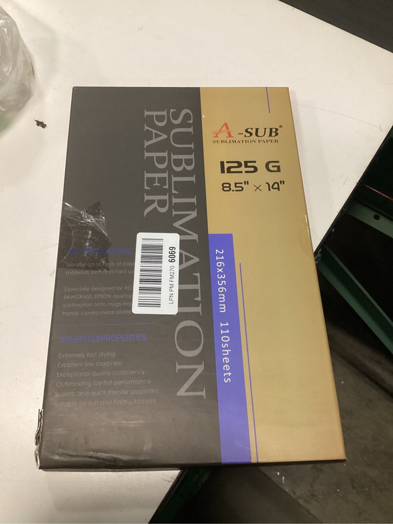 Condition photo showing As Is for A-SUB Sublimation Paper 8.5x14 Inches 110 Sheets ONLY Compatible with Sublimation Printer and Sublimation Ink 125g 8.5"x14"