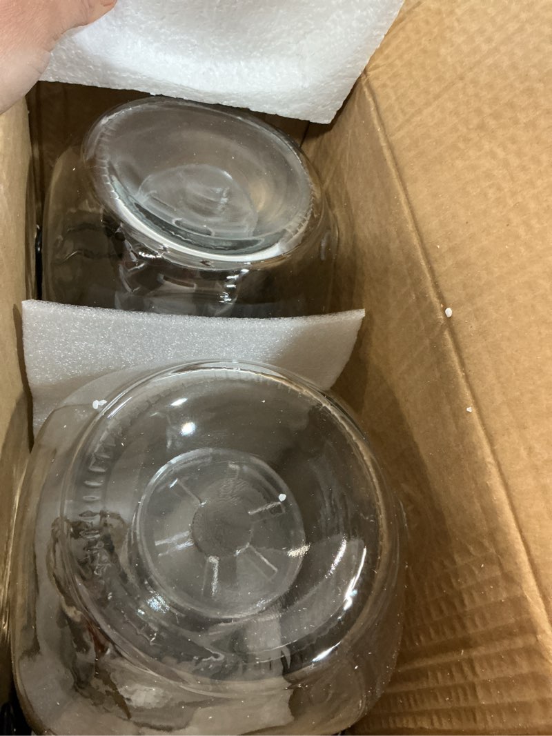 Condition photo showing Good Condition for FineDine 2 Pack Glass Drink Dispenser with Stand & Stainless Steel Spigot – 1 Gallon Drink Dispensers for Parties, Glass Beverage Dispenser Set, Punch Bowl for Lemonade, Juice, Infused Water & More