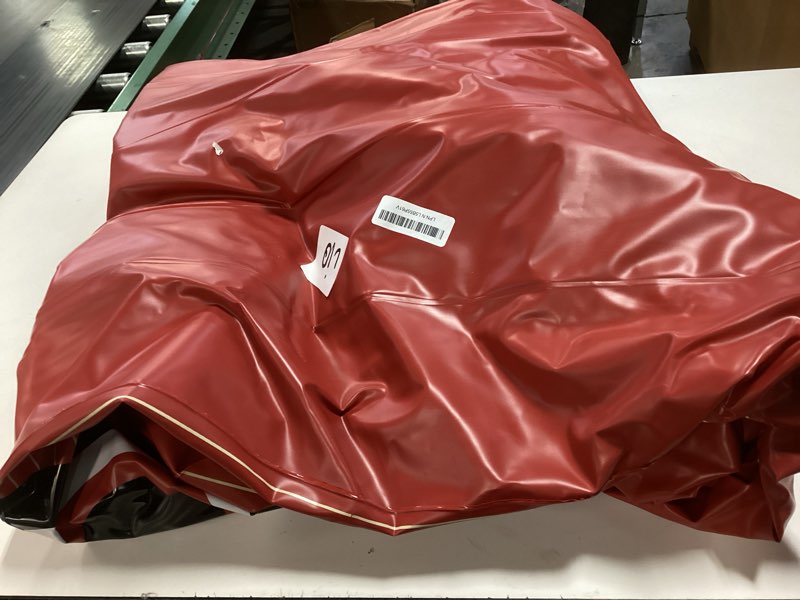 Condition photo showing As Is for FUNBOY Christmas Convertible Kids Sleeper Air Mattress – Inflatable Red Striped Car Bed with Soft Flocked Surface, Easy Setup Red, White, Green Twin