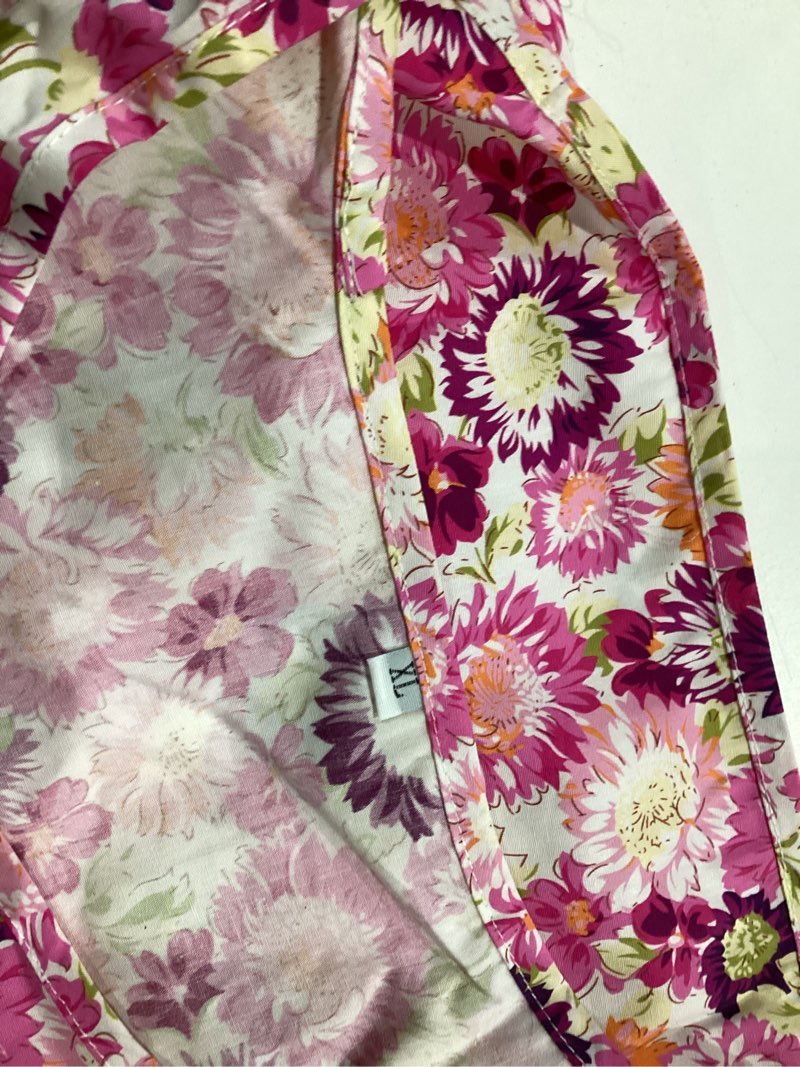 Condition photo showing Good Condition for nanxson women cobbler apron with 2 patch pockets cotton printed smock with side ties for work chef kitchen cf3187 pinkflower x-large