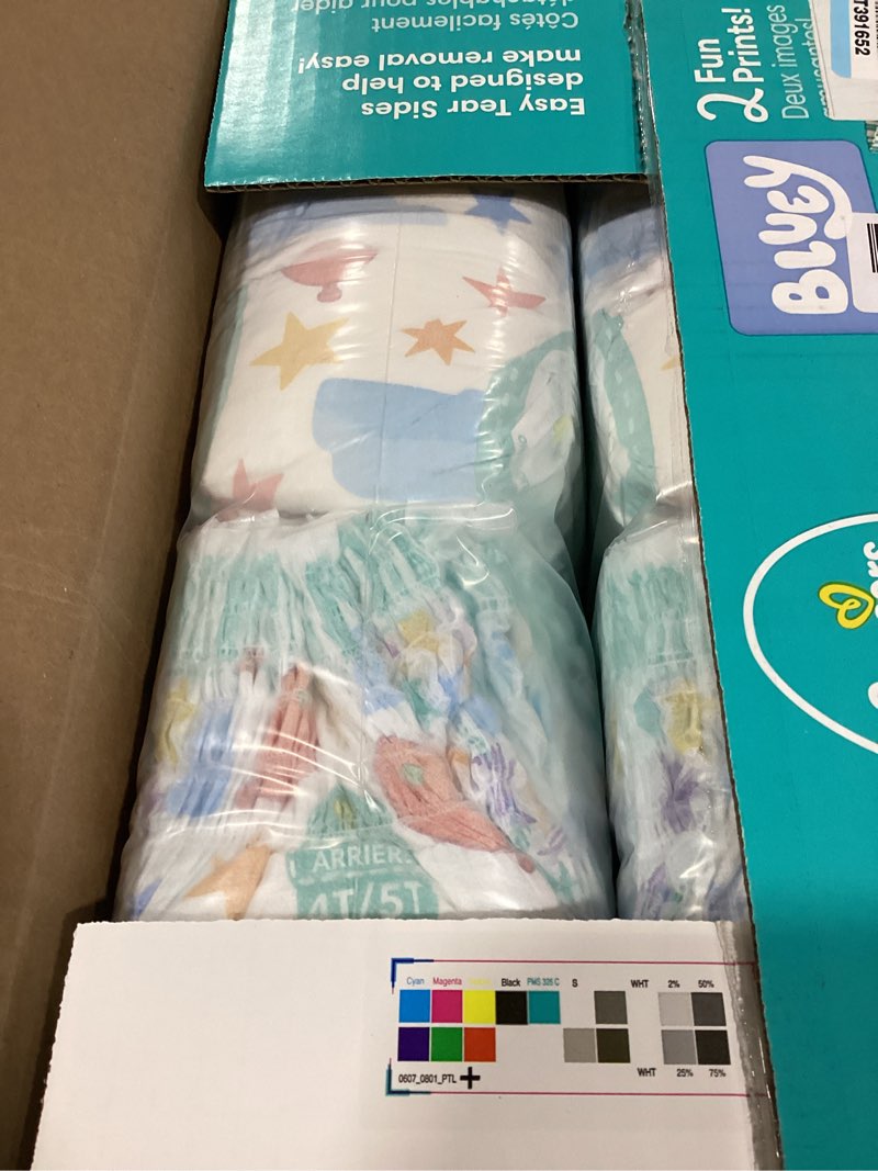 Condition photo showing Good Condition for pampers training pants - easy ups boys & girls bluey - size 4t-5t, 104 count, children's potty underwear (packaging may vary) 4t-5t 104