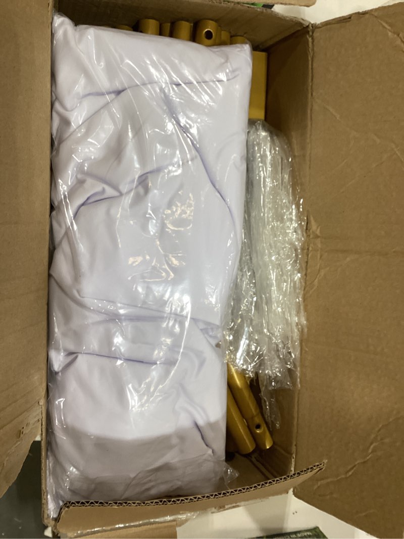 Condition photo showing Good Condition for 7.2FT Metal Arch Backdrop Stand and Cover Set, Gold Wedding Backdrop Arch Stand with Cover, Balloon Arch Stand with White Arch Cover for Birthday Party Baby Shower Graduation Ceremony Decorations