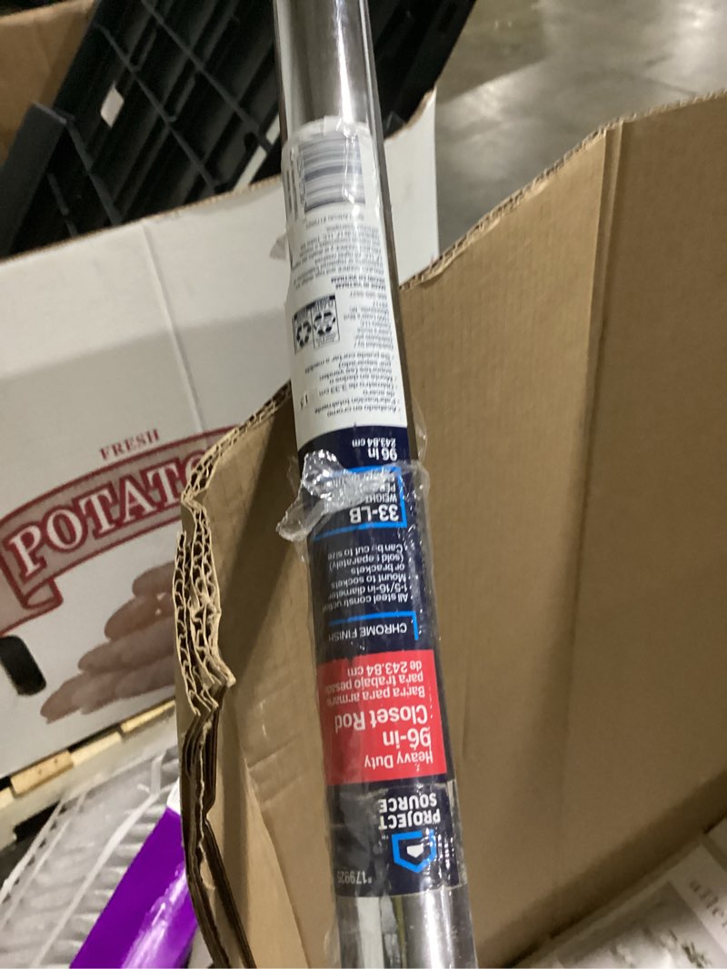 Condition photo showing Good Condition for project source closet rod 96-in l x 1.3125-in h polished chrome metal closet rod