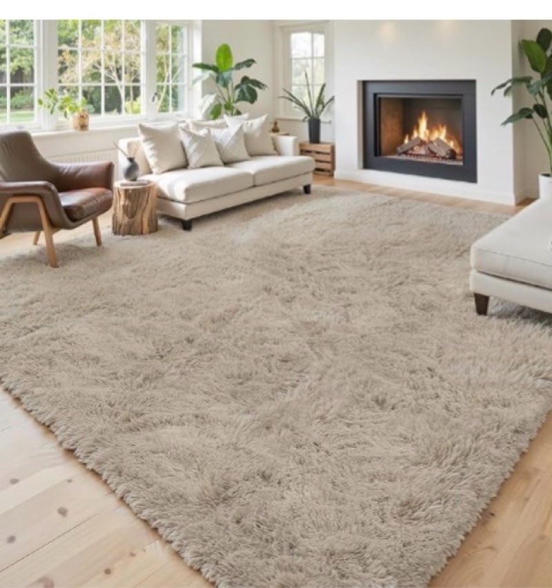 Area Rugs 9x12 Living Room, Shaggy Carpet Soft Plush Furry Bedside Rug Large Area Rugs for Bedroom Kids Girls Boys Home Decor Anti Slip(9 x 12, Beige)