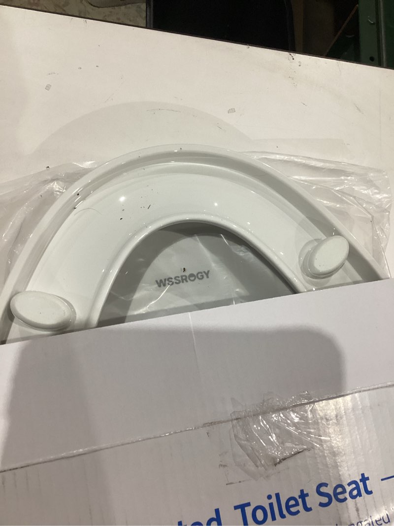 Condition photo showing Good Condition for wssrogy toilet seat elongated with slow close hinges, four bumpers never loosen and easily remove, two sets of parts, plastic, white elongated white - adult seat