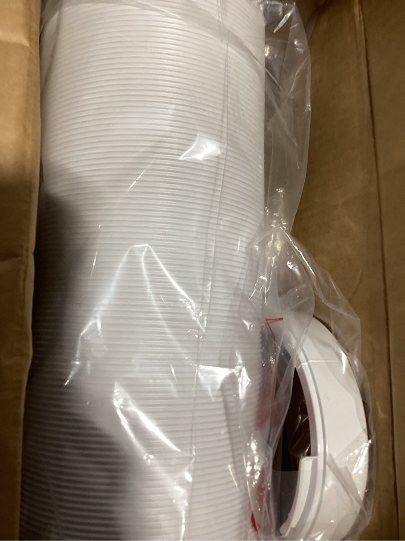 Condition photo showing Good Condition for portable ac window vent kit, with 5.9" exhaust hose, 5.9" coupler and bird guard, adjustable air conditioner window seal kit length range (17" to 63"), universal sliding ac vent kit