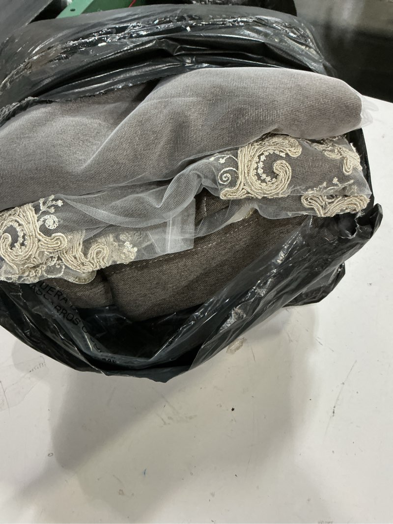 Condition photo showing Good Condition for european luxury 3d relief embroidery curtains - double-layer blackout drapes, flower embroidered sheer yarn, for living room & bedroom (1 pair, grey w63 l96 inch) grey 63"w x 96"l (pack of 2)