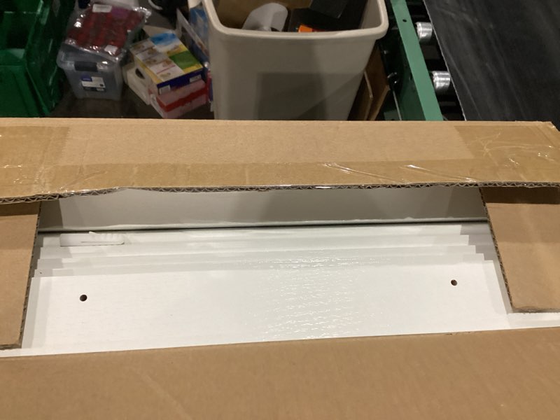 Condition photo showing Good Condition for upsimples Floating Shelves for Wall, Wall Shelves for Decor Storage Set of 6, Wall Mounted Wood Shelf for Bedroom, Living Room, Bathroom, Kitchen, Picture Ledge Shelf, White White 15.7in