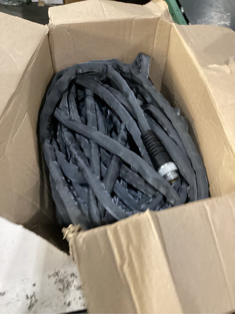 Condition photo showing New/Like New for flexi hose expandable garden hose with 8 function nozzle, 50ft - lightweight retractable garden hose, water hose - no-kink flexibility, 3/4 inch solid brass fittings and double latex core 50ft black