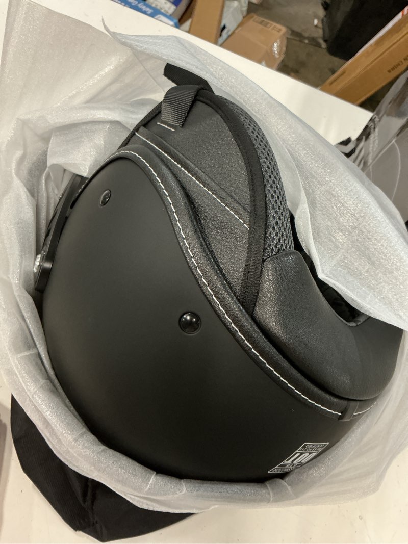 Condition photo showing New/Like New for yesmotor 3/4 motorcycle helmets retro open face vespa scooters helmet with clear visor for men and women- dot approved matte black large