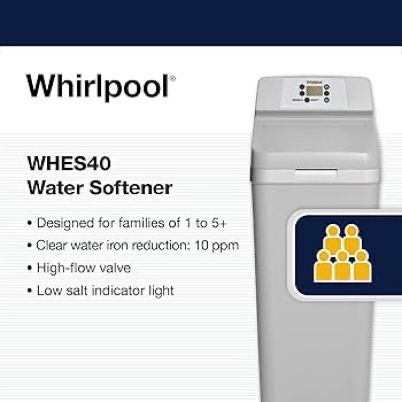 whirlpool whes40e 40,000 grain softener, white & apec water systems roes-ph75 essence series top tier alkaline mineral ph+ 75 gpd osmosis drinking water filter system, white