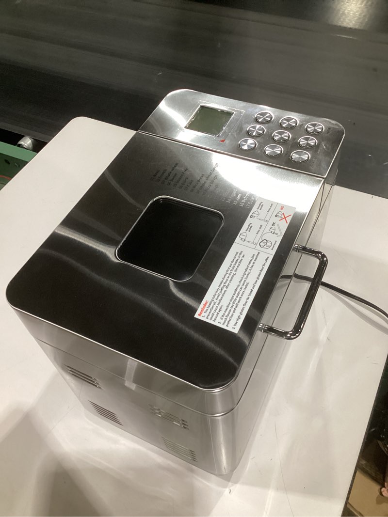 Condition photo showing Good Condition for 2lb bread maker machine, osipoto 17 in 1 automatic stainless steel bread machine, non-stick, beginner-friendly controls, 15 hour timer, easy to clean low noise, high success rate for homemade bread 15.35?*12.01?*13.78?