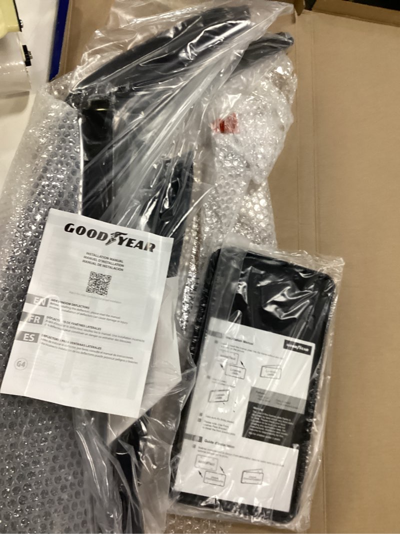 Condition photo showing As Is for goodyear shatterproof in-channel window deflectors for unknown  model rain guards, window visors for cars, vent deflector, car accessories,