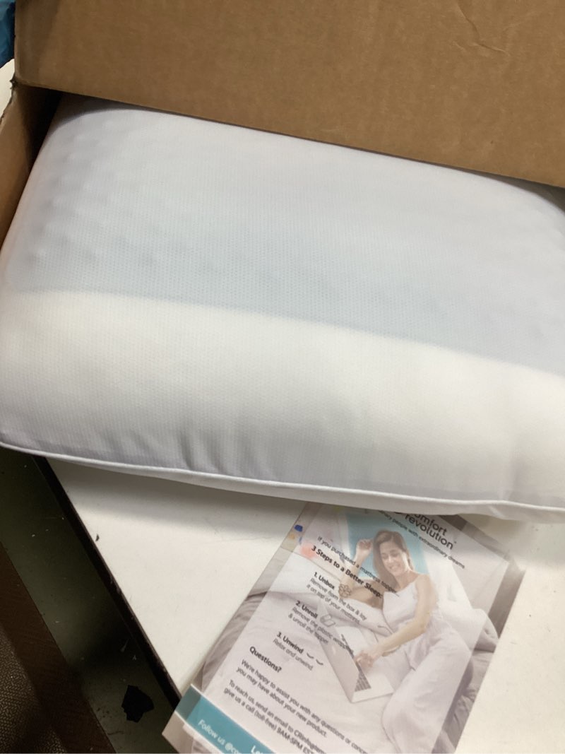 Condition photo showing Good Condition for Comfort Revolution Blue Bubble Gel + Memory Foam Pillow, Standard (Pack of 1), White