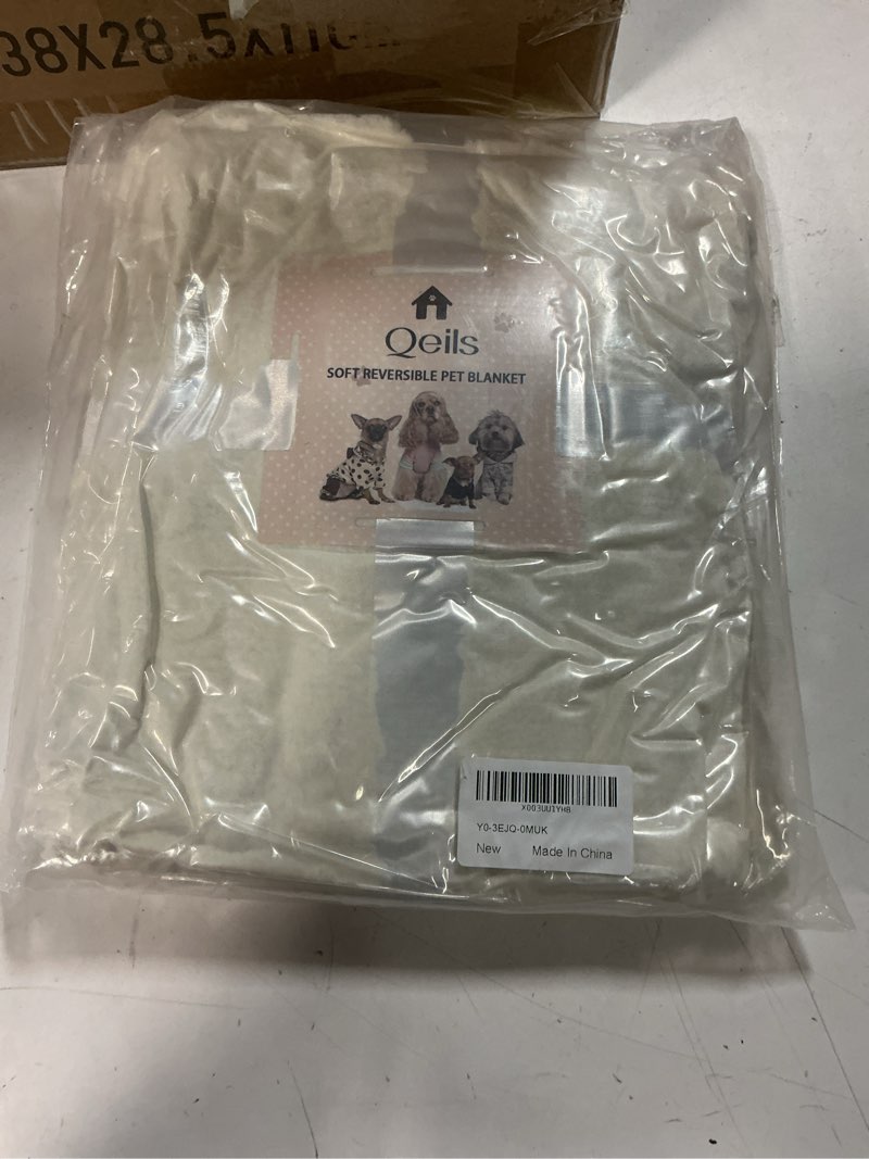 Condition photo showing New/Like New for Qeils Dog Blankets for Small Dogs - Waterproof Pet Blanket Washable - Sherpa Fleece Puppy Blanket, Soft Plush Reversible Dog Blanket for Bed Couch Car Sofa, 30"X40", Grey Paw Print Grey Paw Cut 30''x40''