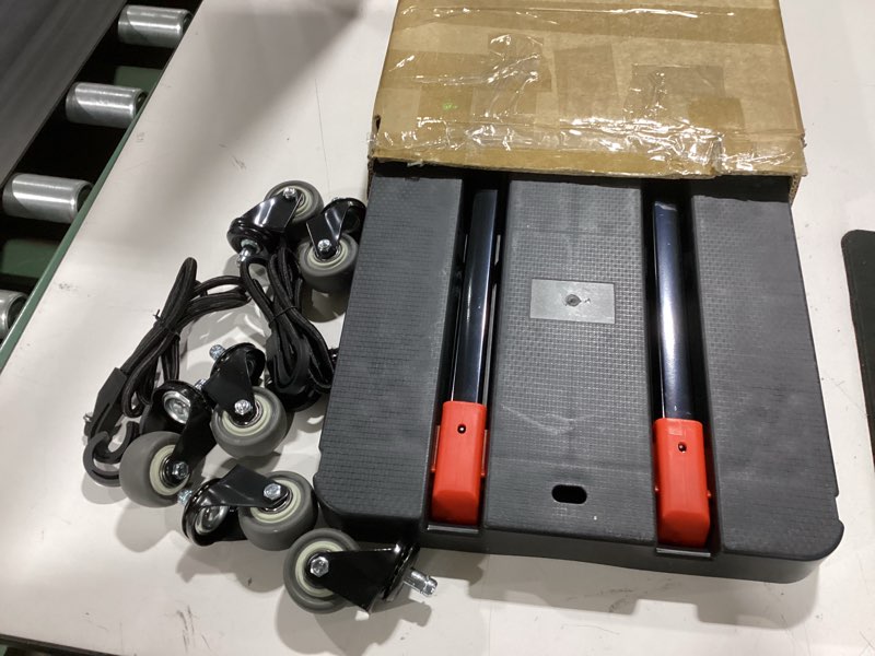 Condition photo showing As Is for folding hand truck, 500 lbs heavy duty foldable dolly cart with wheels, telescoping handle & 2 elastic ropes, portable luggage cart for moving, travel, home, black red black red 500 lbs
