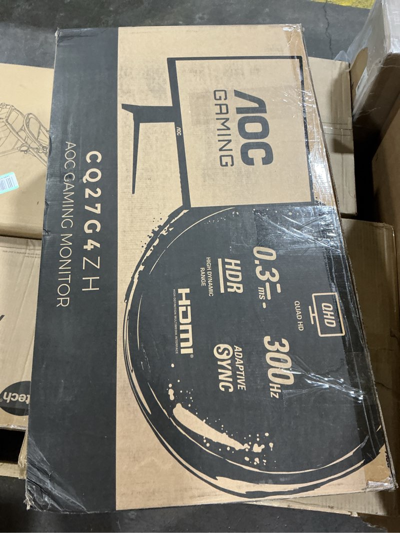 Condition photo showing As Is for AOC CQ27G4ZH 27" Curved Gaming Monitor, QHD 2K 2560x1440, 1500R VA, 300Hz 0.3ms MPRT, HDMI x2, DP x1