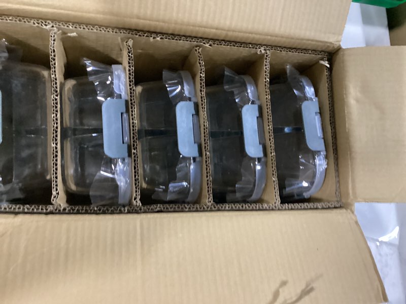 Condition photo showing As Is for m mcirco [5-pack, 36 oz] glass meal prep containers 3 compartment with lids, glass lunch containers,food prep lunch box,bento box,microwave, oven, freezer, dishwasher (4.5 cups) gray