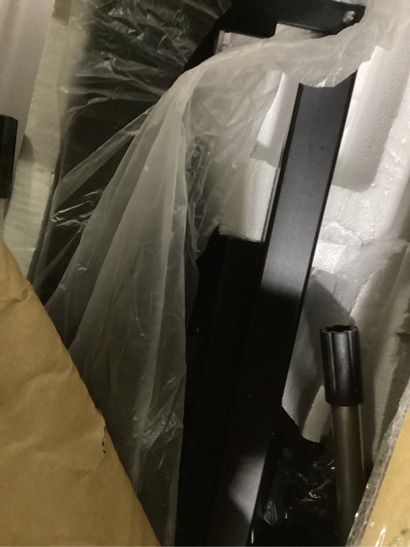Condition photo showing Good Condition for huuger l shaped standing desk with power outlets, 63 x 55 inch height adjustable computer desk for bedroom, corner stand up desk for home and office, work and study, black