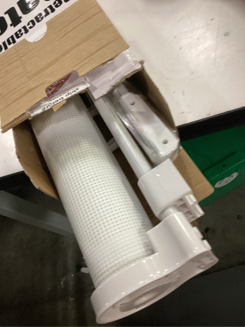 Condition photo showing As Is for 28" tall retractable dog gate, 80" wide reinforced retractable baby gates with support rods, walk through baby gate easy step-over short pet gate small dog gate, puppy gates for doorways/stairs, white white (28" tall x 80" wide)