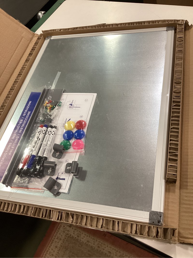 Condition photo showing New/Like New for S SWANCROWN 2 in 1 Combo Board Magnetic Whiteboard & Felt Board,Dry Erase Board Bulletin Board Vision Board for Wall,Home,School,Office,24x18inches 24x18inches Grey-vertical