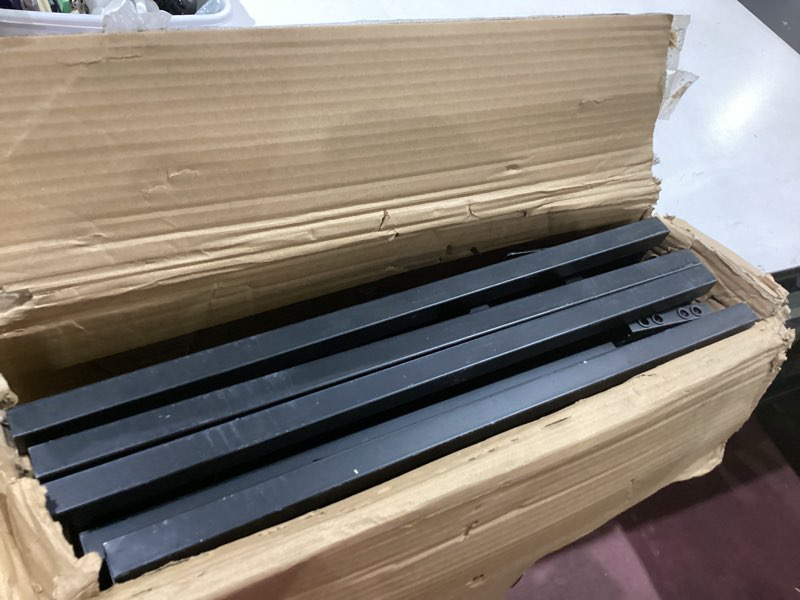 Condition photo showing As Is for 42" h x 38" w (3-panels) air conditioner fence screen trash can privacy fence panels, suitable for pools and yards, no digging required?black privacy panel 38"w x 42"h (3 panel)