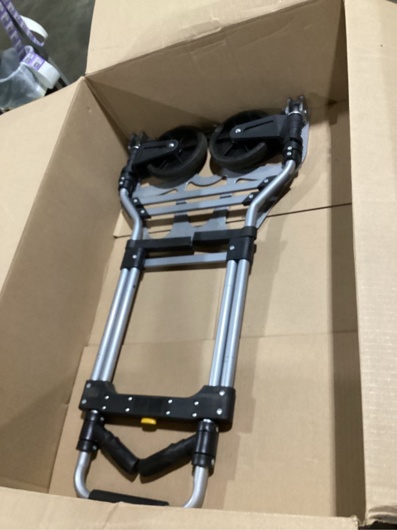 Condition photo showing Good Condition for 330 lb capacity folding hand truck dolly cart, portable aluminum dolly cart with telescoping handle and rubber wheels for moving,shopping,travel,office use.