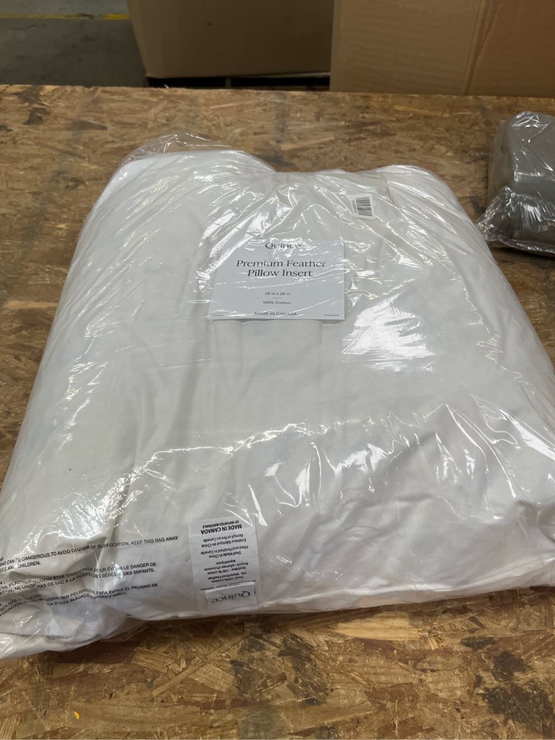 Condition photo showing Good Condition for premium feather pillow insert, 26x26, no color