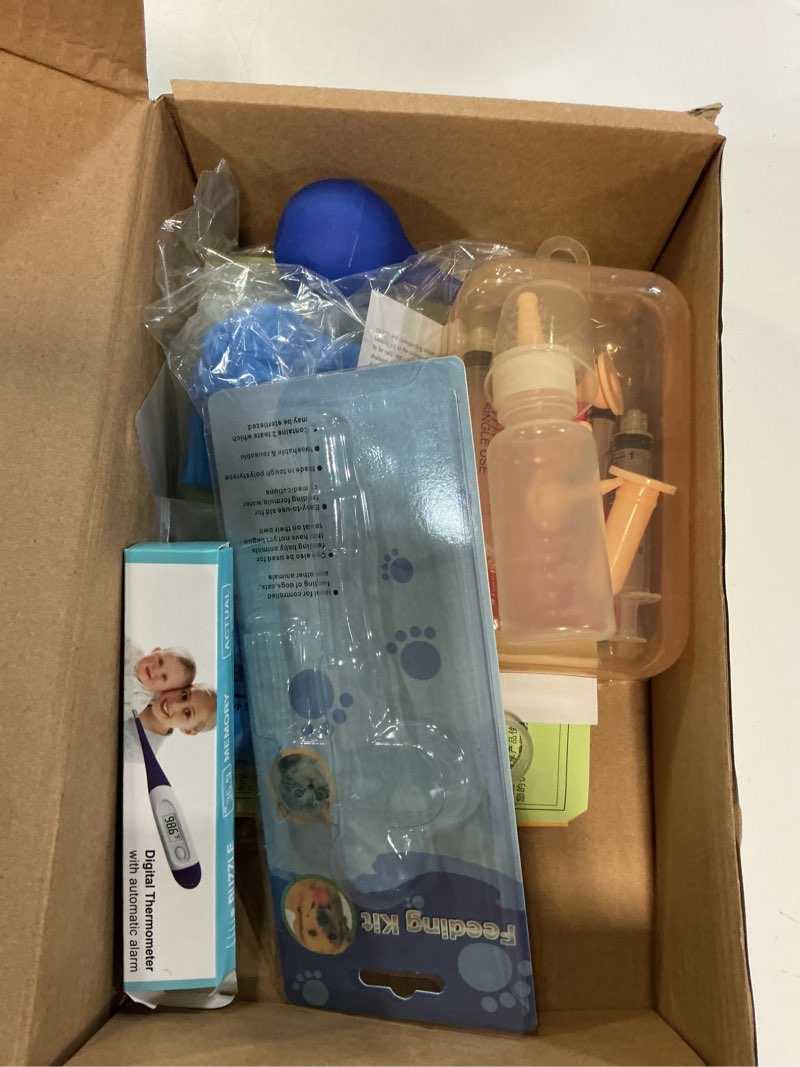 Condition photo showing Good Condition for 52pcs puppy whelping supplies,whelping kit,puppies birth,kitten dog supplies,puppy kit,bottle feeding kit for newborn puppy, puppy whelping collars,tube,cord clamps,gloves,digital thermometer scale